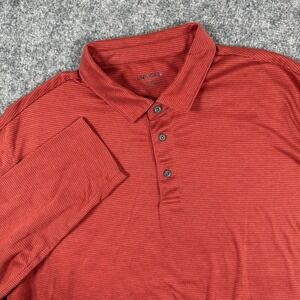 UNTUCKIT Polo Shirt XL Ora Red 100% Cotton Damaschino Jacquard Long Sleeve Men's
